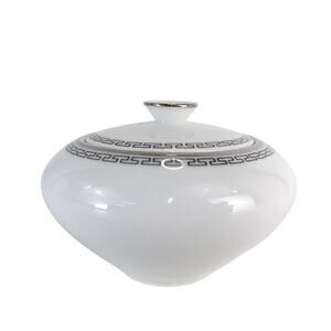 Vtg Stonegate Germany "Countess" Sugar Bowl with Lid Bavarian Platinum Greek Key